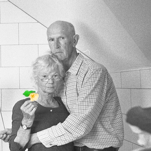<body>
 <p>
  This series some of which I digitally coloured for fun, 
  was made to celebrate our silver wedding anniversary. 
  You might detect that this is a reflection
  in a mirror and I have made the shot with my Hasselblad
  Flexbody. Turning the Flexbody through 90° I use the
  camera movements to shift the image plane sideways, and 
  to keep the camera almost but not completely out of shot.
 </p>
 <p>
  I designate these as the last photographs I make as a young man, being in my 75th year ... Now for a mid-life crisis.
 </p>
</body>
 Images Copyright Aldobranti® ©2008-'2025. All rights reserved.
